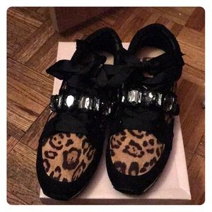 Leopard Black Ribbon Lace Sneakers